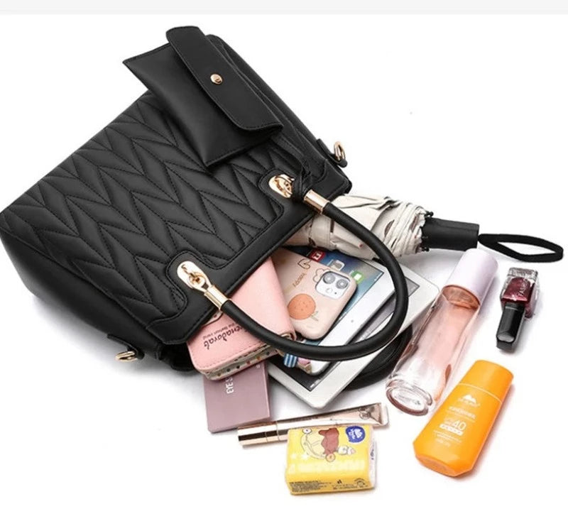 Bolsa Transversal Feminina de Couro + Carteira Feminina de Couro