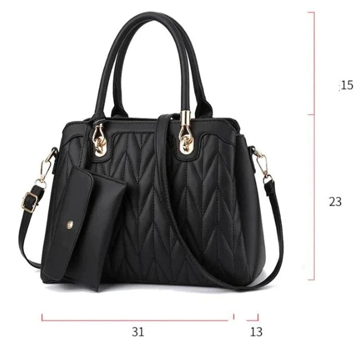 Bolsa Transversal Feminina de Couro + Carteira Feminina de Couro